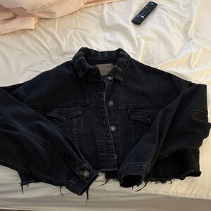 Black Cropped Denim Jacket